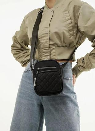 Женская сумка кросс-боди на плечо нейлоновая jingpin черная2 фото