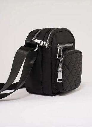 Женская сумка кросс-боди на плечо нейлоновая jingpin черная5 фото