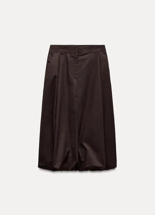 Длинная юбка баллон коричневая zara new
