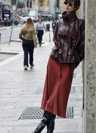 Юбка женская красная атласная zara new