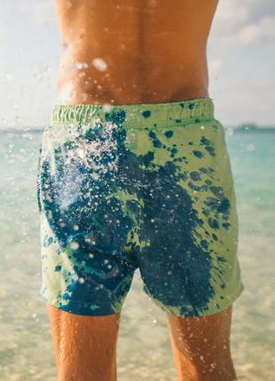 Шорти хамелеон для плавання, пляжні чоловічі спортивні шорти синьо-зелені розмір м2 фото