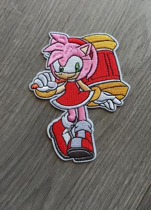 Їжачок емі роуз термонашивка, соник нашивка sonic sega game рожевий їжачок молоток патч тканина молот мультик