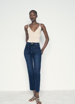 Укороченные джинсы женские синие zara new