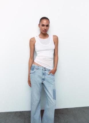 Джинсы женские голубые с принтом zara new