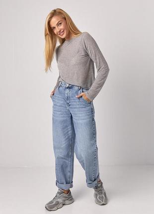 Жіноча трикотажна кофта з довгим рукавом - сірий цвет, l (є розміри)