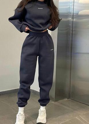 Графитовый костюм спортивный на флисе