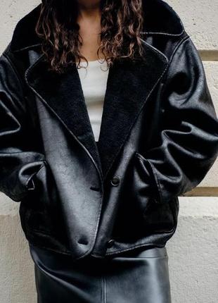 Дубленка дубленка черная zara 3548/246 оригинал ✅ xxs xs s m l xl