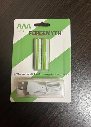 Акумулятор з usb type-c зарядкою forcemyth li-ion aaa 1.5v 600 mаh 2 шт/комплект5 фото