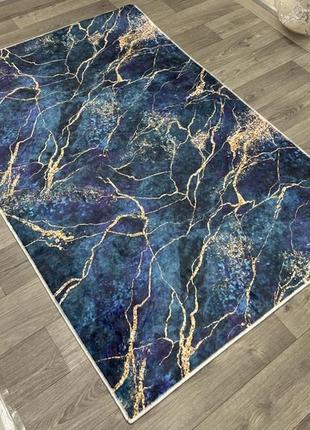 Універсальний килим 1.2x1.8мна гумовій основі digital bamboo синій мармур а1112 фото