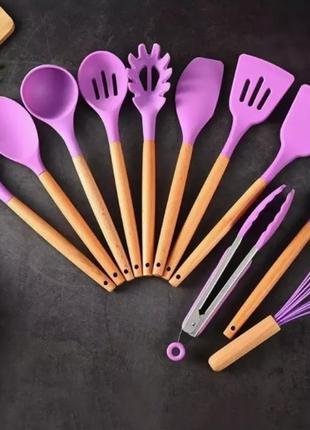 Набір для готування з 12 предметів фіолетовий/набір кухонного приладдя зі столовим приладдям для кухні7 фото