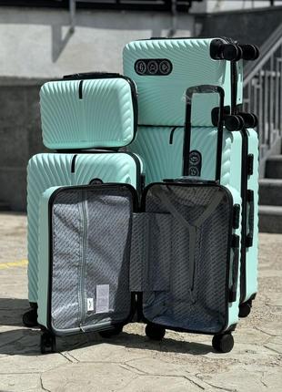 3 шт комплект ударопрочный wings чемодан дорожный  на колесах польша 4 колеса9 фото