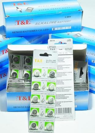 Батарейка t&e ag10 lr1130 1,55v alkaline blister 10 шт2 фото