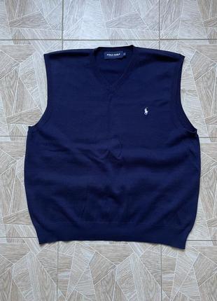 Жилетка rare vintage polo ralph lauren golf knitted vest size navy