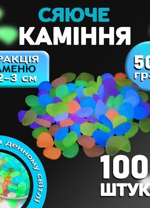 Світні камені для декору акваріума, квітів, дачі та саду 500 г (100 шт) різнобарвні