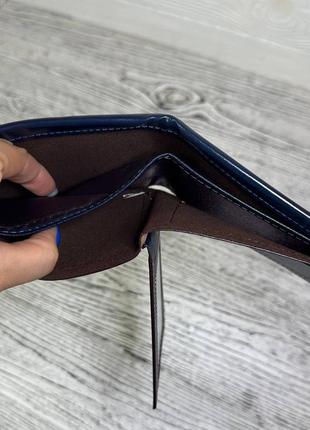 Чоловічий гаманець портмоне матеріал штучна шкіра з написом колір темно-синій10 фото