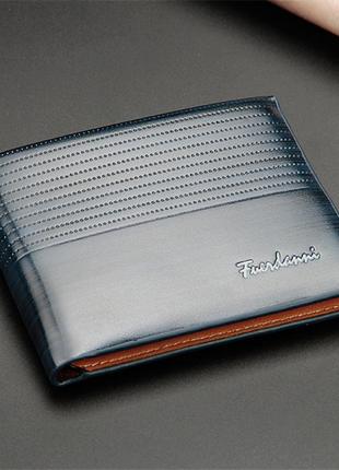 Чоловічий гаманець портмоне матеріал штучна шкіра з написом колір темно-синій2 фото