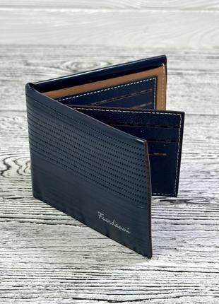 Чоловічий гаманець портмоне матеріал штучна шкіра з написом колір темно-синій7 фото
