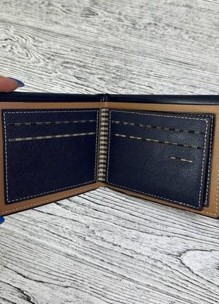 Чоловічий гаманець портмоне матеріал штучна шкіра з написом колір темно-синій8 фото