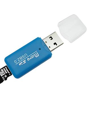 Кардрідер card reader t-flash microsd tf blue