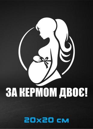 Вінілова наклейка на авто "за кермом двоє!" 20х20 см