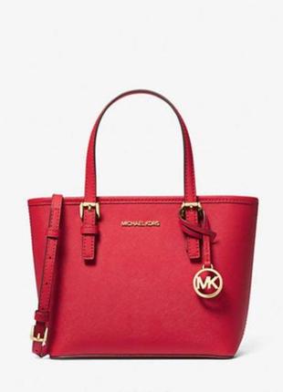 Сумка жіноча michael kors jet set travel extra-small saffiano leather top-zip tote з довгою ручкою колір2 фото