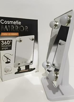 Компактне дзеркало з підсвіткою для макіяжу mch cosmetie mirror 360 rotation angel з led-підсвіткою для дому6 фото