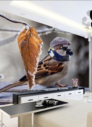 3d фотообои "стильный воробей"