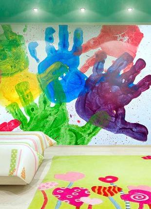 3d фотообои "цветные отпечатки рук"