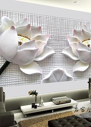 3d фотошпалери "білі об'ємні квіти"