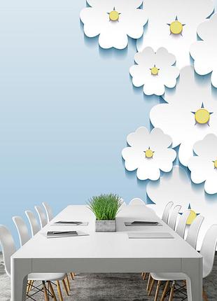 3d фотошпалери "білі квіти на ніжному тлі"