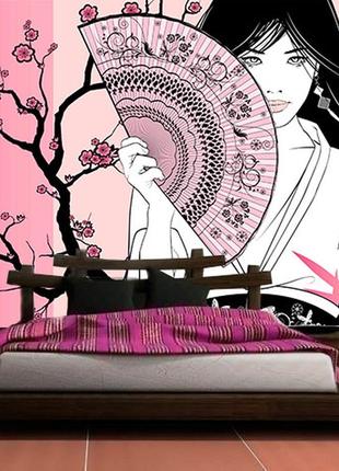 3d фотошпалер "дама з віялом"