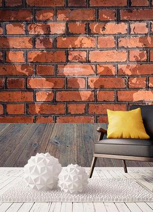 3d фотообои "отпечаток карты мира на стене"