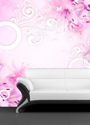 3d фотошпалери "рожеві лілії, круги"