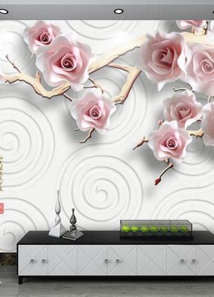 3d фотообои "розовые цветы, тень"