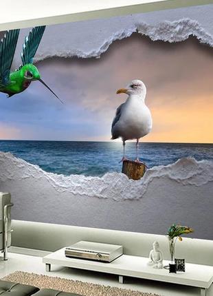 Фотообої "море, чайка та колібрі"