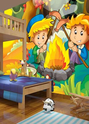 3d фотошпалери "деті біля багаття"
