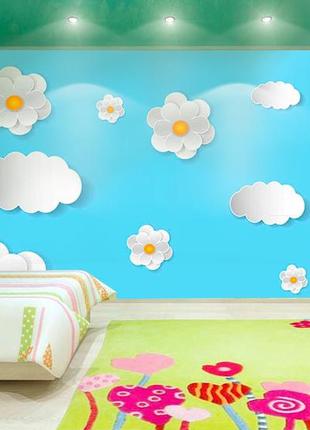 3d фотообои "цветы и облака"