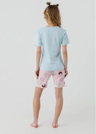 Детская пижама для девочки нежного цвета, пижама для подростка шорты футболка, красивая пижама девчачья4 фото