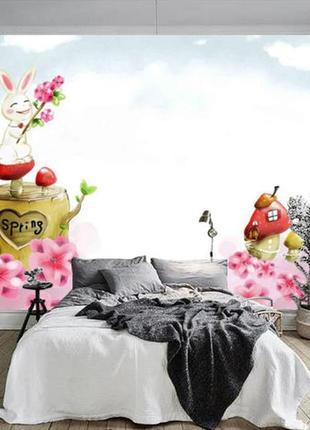 Фотообои детские "зайчик на мухоморе"