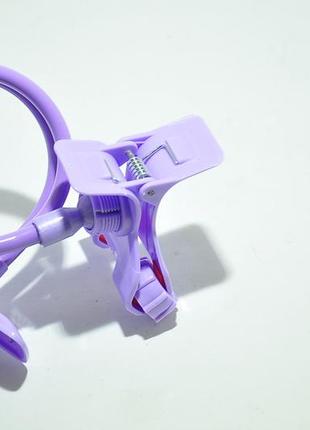 Гнучкий тримач для телефону з прищепкою lazy bracket purple3 фото