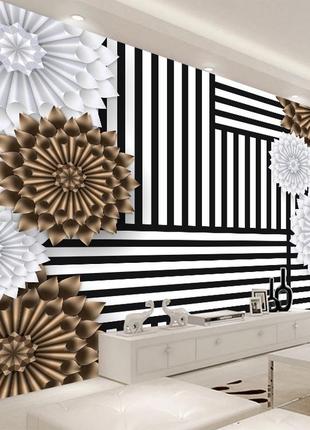 3d фотошпалери "коричневі та білі квіти"