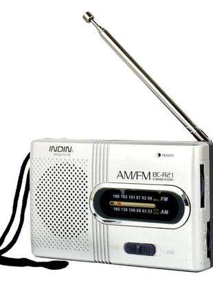 Кишеньковий портативний міні радіоприймач на батарейках indin bc-r21