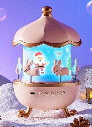 Детский ночник проектор, карусель с зайками, звуки, 12 слайдов, подарочная упаковка,...