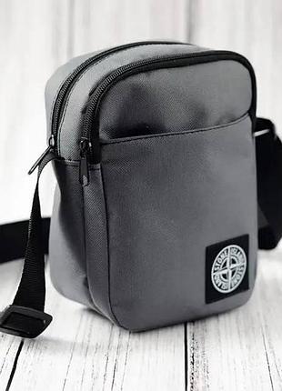 Сумка stone island сіра / месенджер через плече стон айленд барсетка