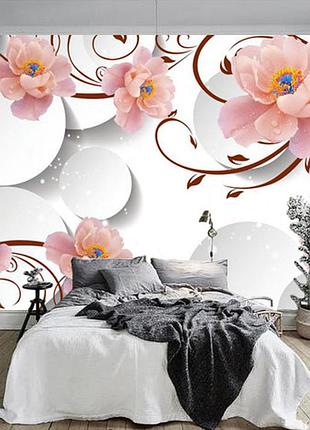 3d фотошкіри "ніжно-рожеві квіти, круги"