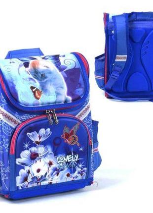 Уцінка. рюкзак шкільний каркасний "котик", 1 відділення, 3 кишені - пляма і погано застібається блискавка