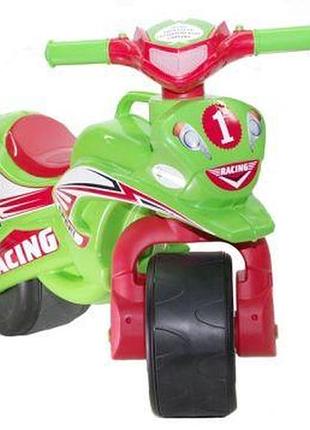 Уцінка. мотоцикл-каталка "спорт" (салатовий) музичний тріщина на кермі та вибита частина пластику