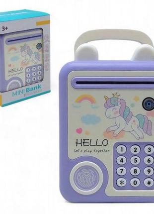 Сейф-скарбничка единоріг фрази англійською, мелодії, імітація відбитка пальця, розпізнавання обличчя,