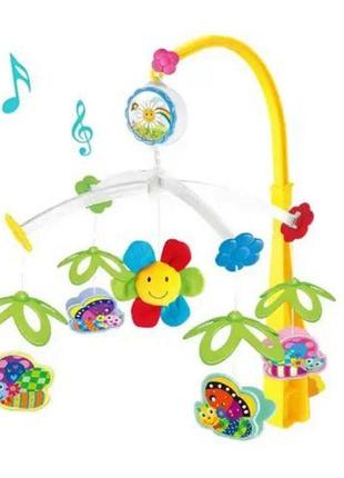 Мобіль музичний "квіточка та комахи", заводний