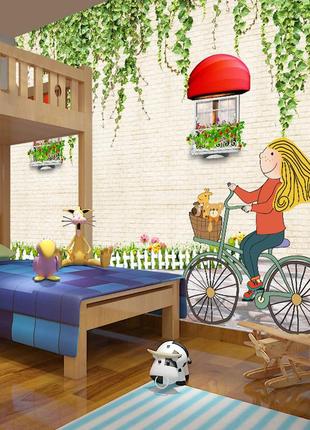 3d фотообои детские "девочка на велосипеде"